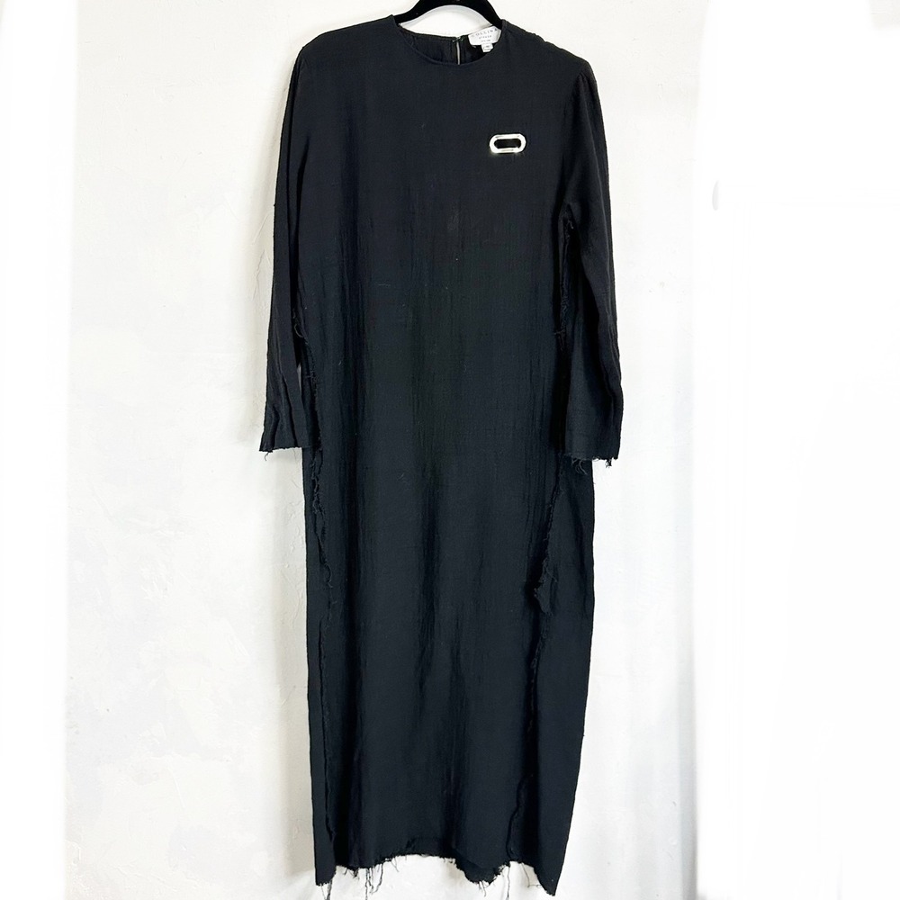 Collina Strada Black Cotton Long Sleeve Maxi Dress Womens Size Small Bohemian